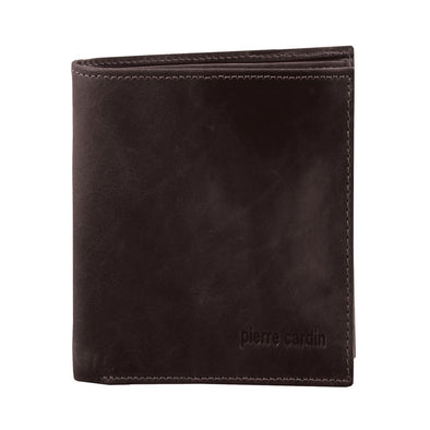 Rustic Leather Men's Tall Bi-Fold Wallet - Brown