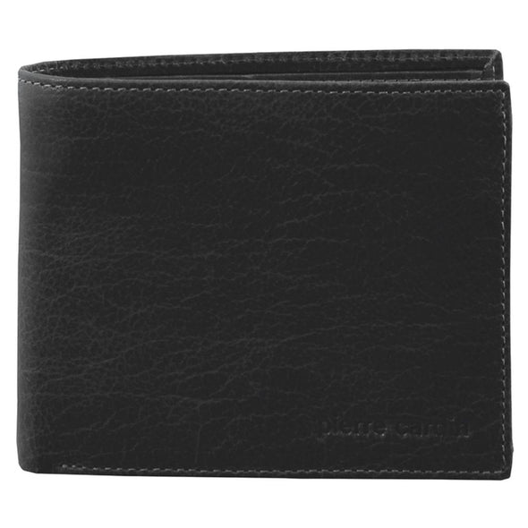 Rustic Leather Men's Removable Bi-Fold Wallet - Black