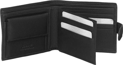 Italian Leather Men's Bifold Tab Wallet: Black