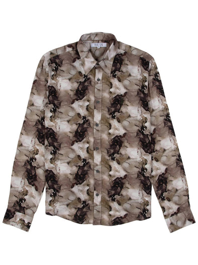 Pearly King Long Sleeve Shirt: Prone - Marbled Grey