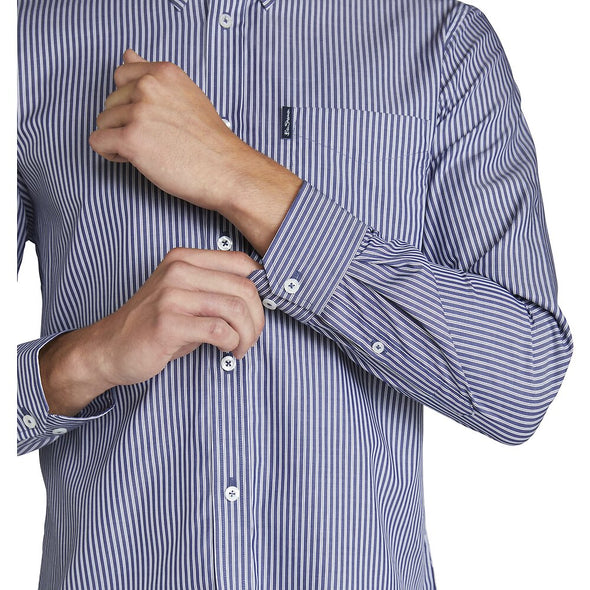 Ben Sherman Long Sleeve Shirt: Twin Stripe - Dark Navy