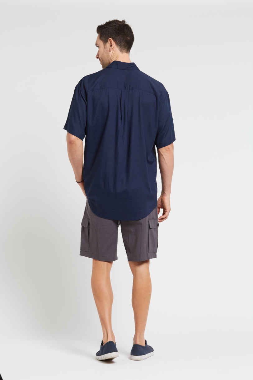 Braintree Hemp Rayon Short Sleeve Shirt - Navy