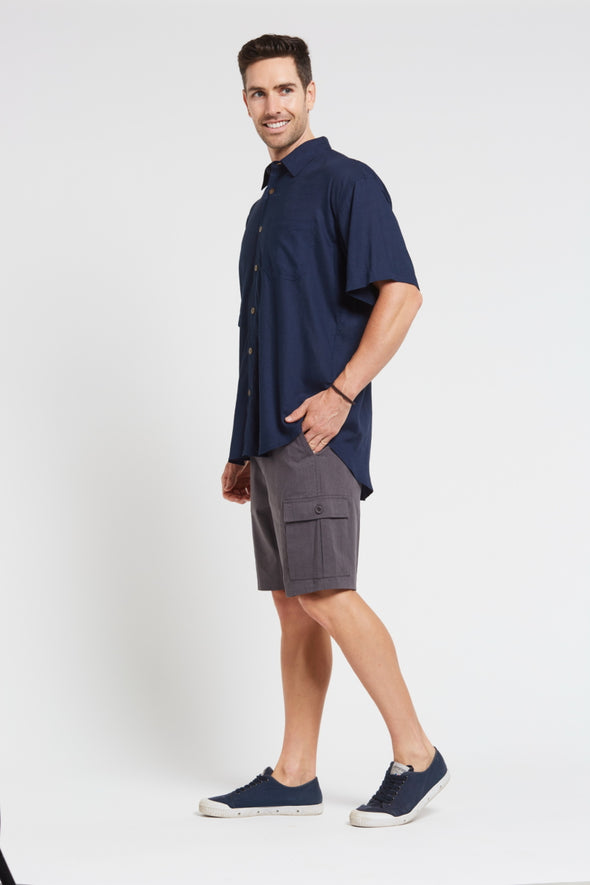 Braintree Hemp Rayon Short Sleeve Shirt - Navy