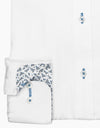 Barbican Long Sleeve Shirt - White Textured Cuff Detail
