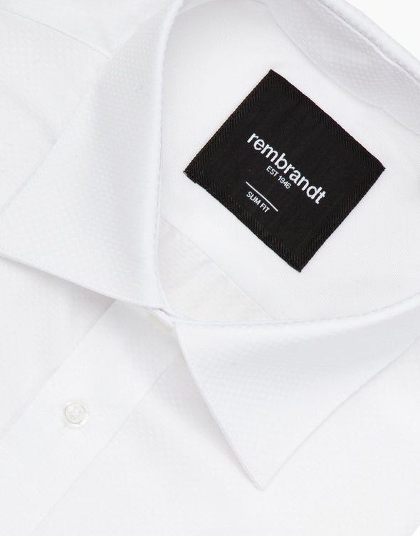 White Textured London Long Sleeve Shirt