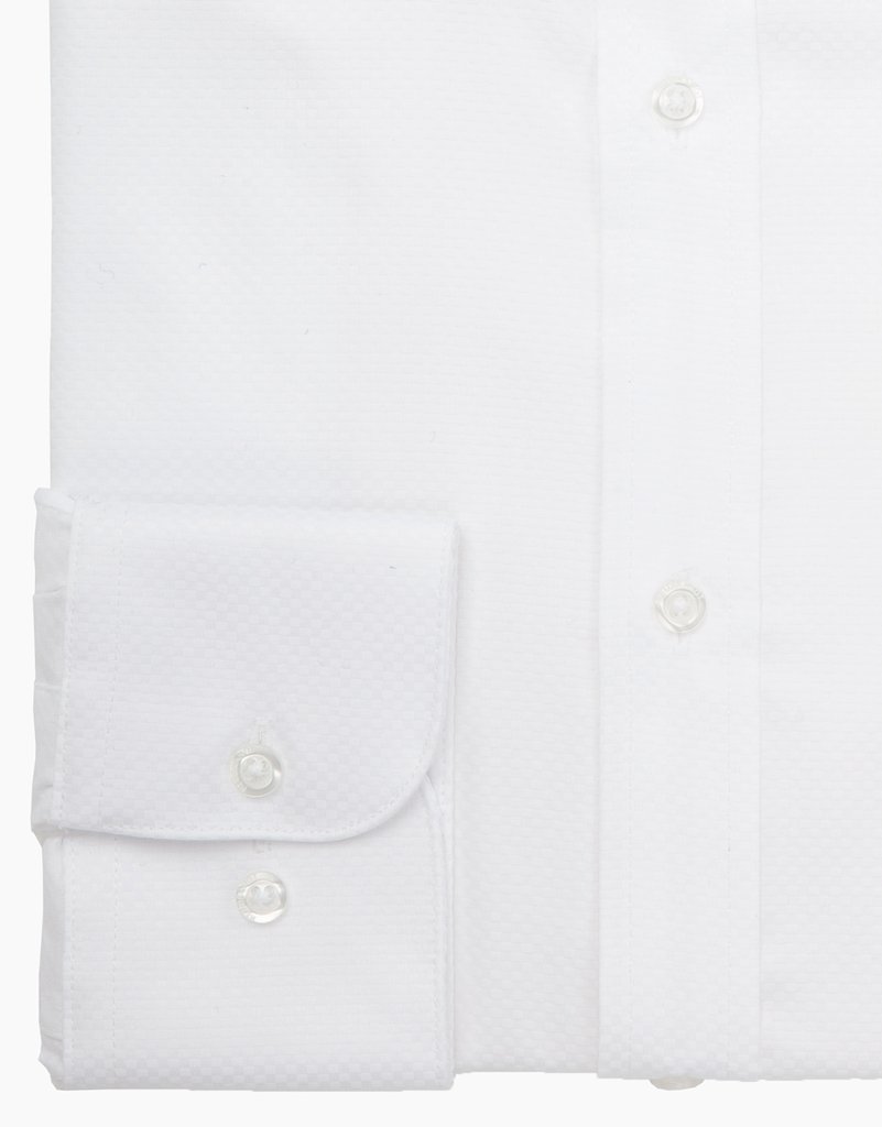 White Textured London Long Sleeve Shirt