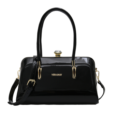 Vera May: Slondyn Patent Leather Bag in Black
