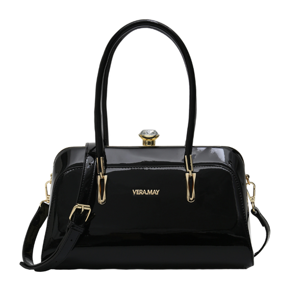 Vera May: Slondyn Patent Leather Bag in Black