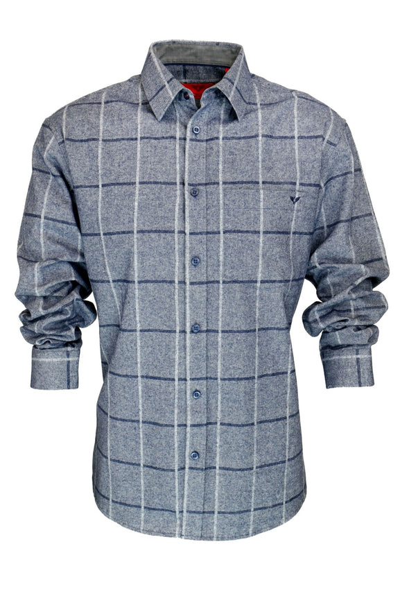 R.F. Scott Fielding Large Grey Check Long Sleeve Shirt