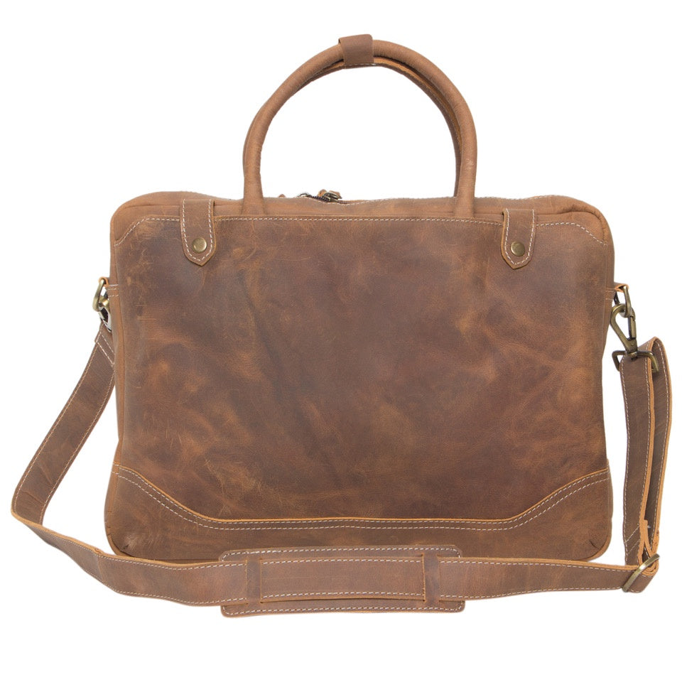Antique Leather Satchel Bag - Tan