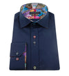 Guide London Long Sleeve Shirt - Navy & Watercolour Ginkgo Detailing