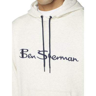 Ben Sherman Embroidered Logo Hoodie - Ecru