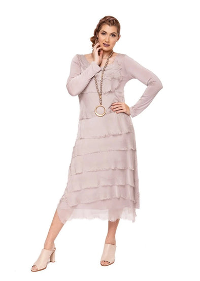 Kacee Silk Layer Sleeved Dress - Zinnia