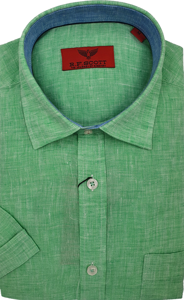 R.F. Scott Field Short Sleeve Linen Shirt - Apple