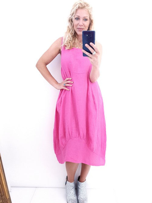 Helga May Maxi Dress: Plain - Hot Pink