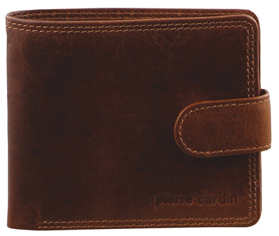 Rustic Leather Men's Slim Bi-Fold Outer Tab Wallet - Cognac