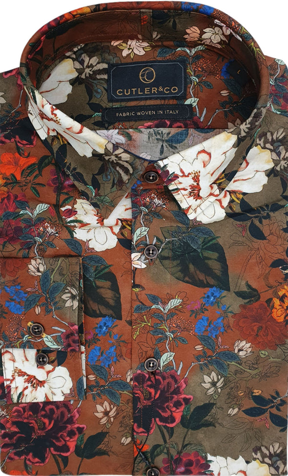 Cutler & Co Nigel Long Sleeve Shirt - Sketched Autumn Tan