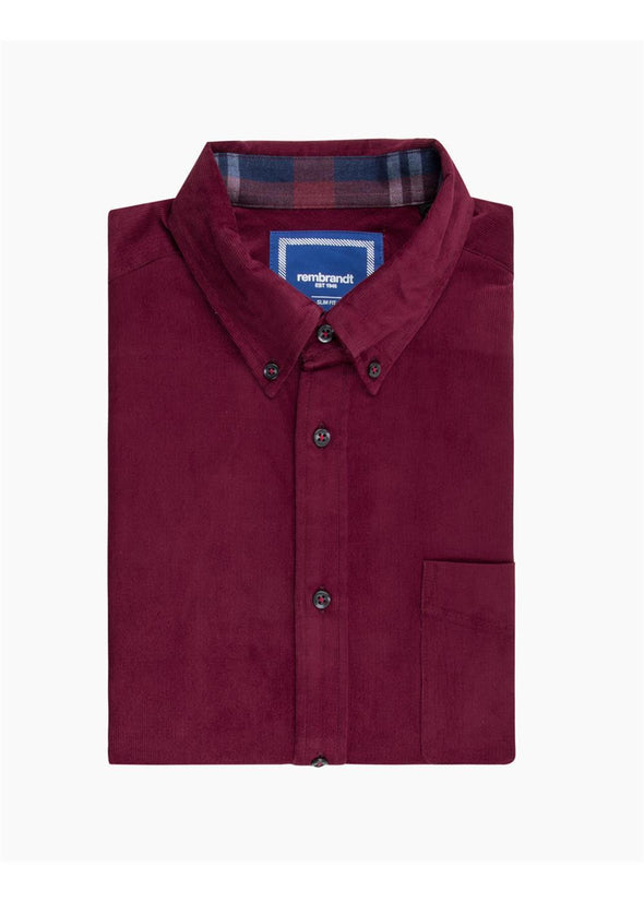 Ohope Long Sleeve Shirt - Burgundy Corduroy