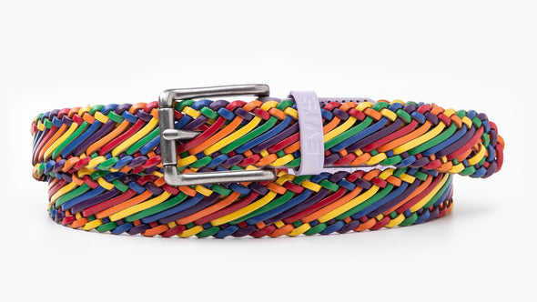 Levis Rainbow Pride Genuine Leather Braid Belt