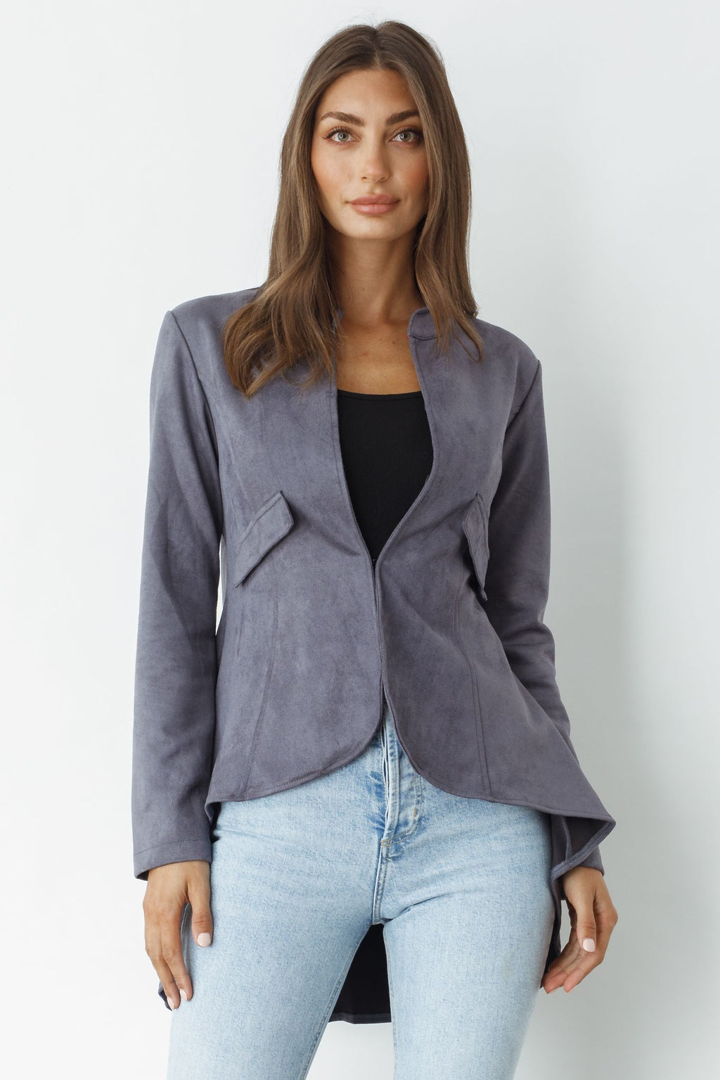 Caju Military Suede Look Jacket - Slate