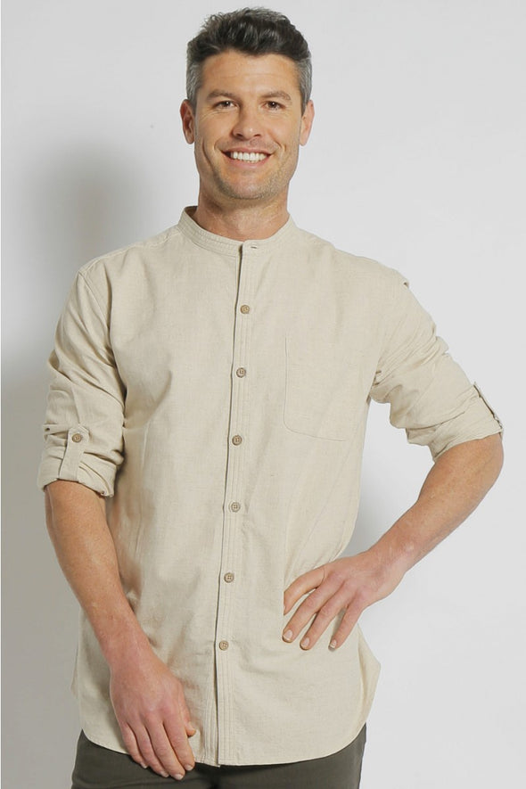 Hemp Grandpa Long Sleeve Shirt - Natural