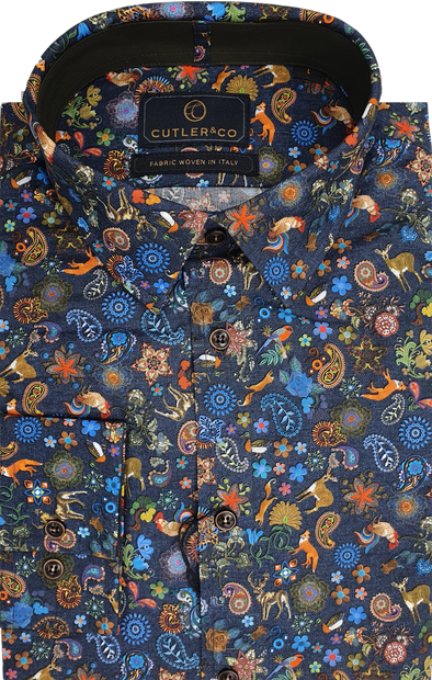 Cutler & Co Nigel Long Sleeve Shirt - Paisley & Forest Fauna