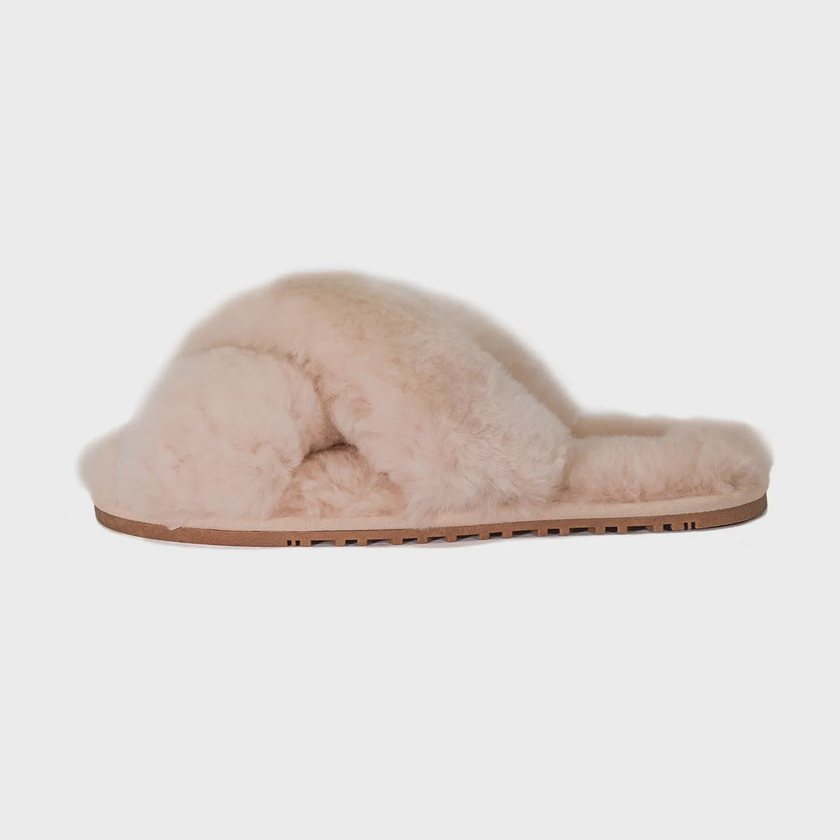 Rachel Sheepskin Cross Slide - Oat