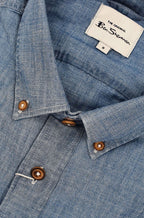 Ben Sherman Chambray Long Sleeve Shirt - Dusty Blue