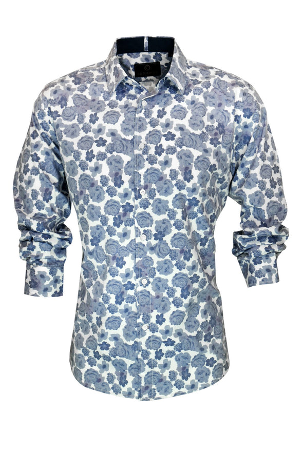 Cutler & Co Blake Blue Rose  Print Long Sleeve Shirt