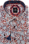 Di Nero Long Sleeved Shirt - Abstract Floral - Red