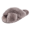 Rachel Sheepskin Cross Slide - Grey