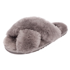 Rachel Sheepskin Cross Slide - Grey
