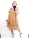 Helga May Mid Sleeve Maxi Dress: Plain - Caramel