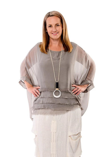 Amulet Silk Layer Top - Cappaccino