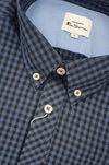 Ben Sherman Long Sleeve Shirt: Gingham - Blue Grey
