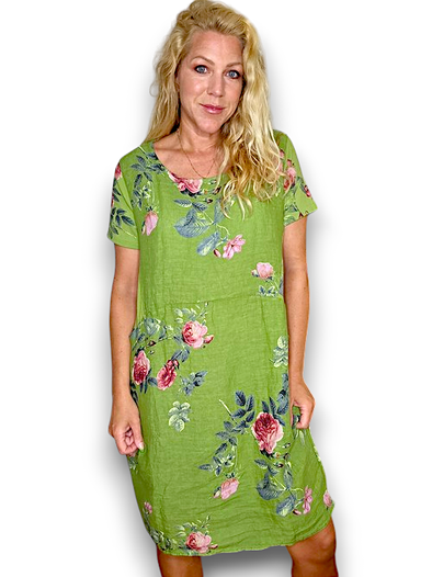 Helga May Jungle Dress: Thorn Rose - Lime Green