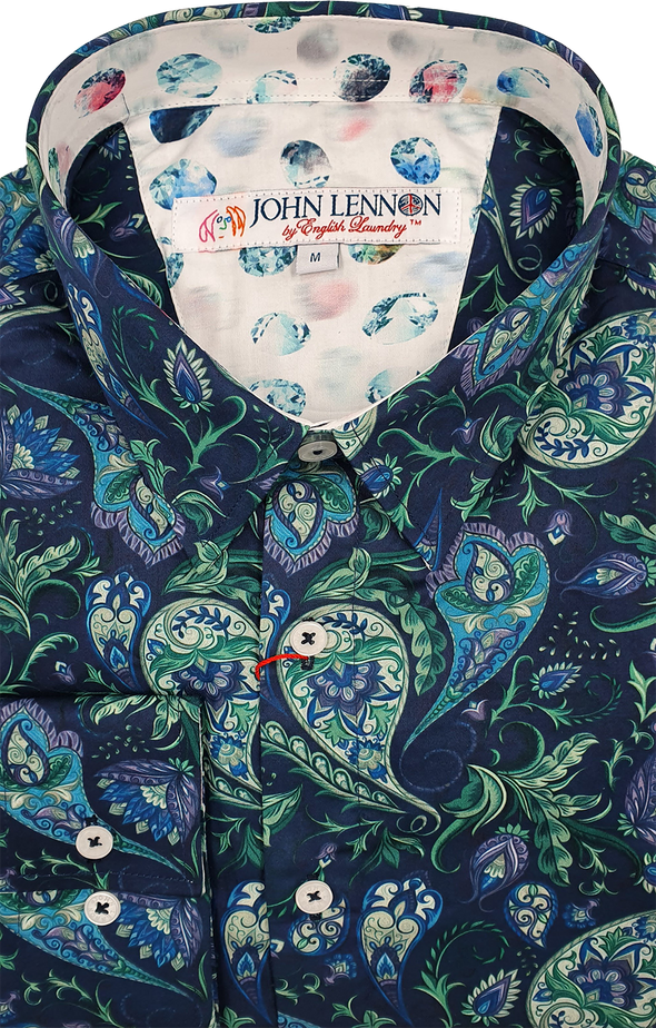 John Lennon Long Sleeve Shirt - Aquamarine Paisley