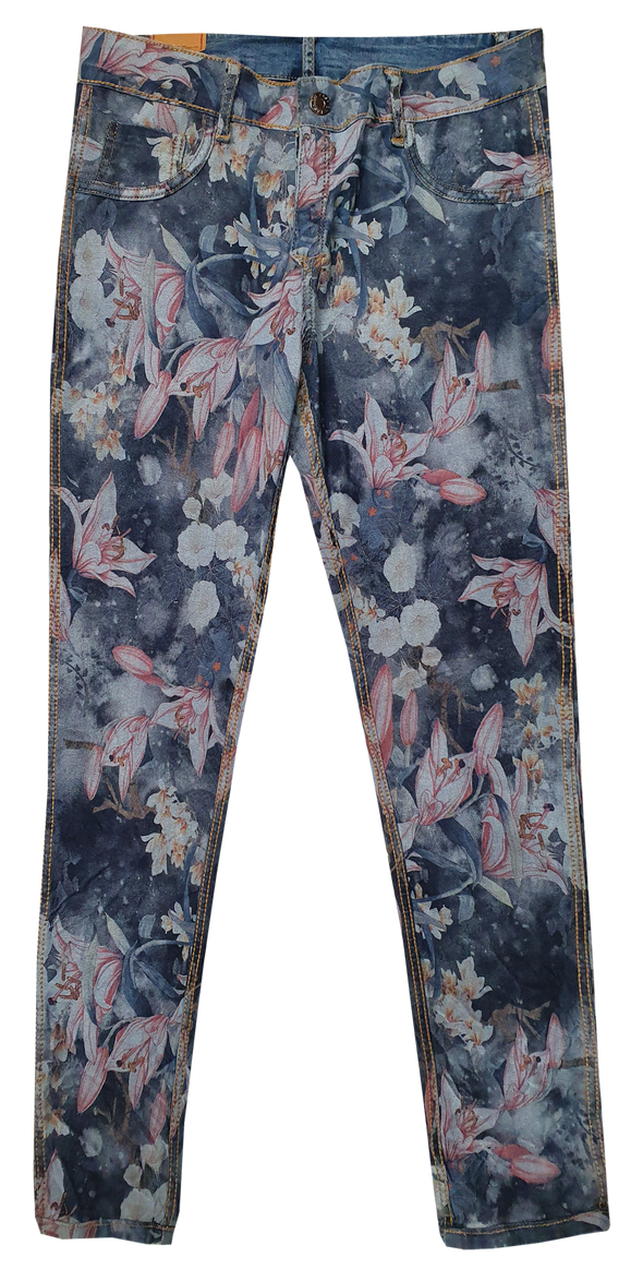 Womens Reversible Jeans - Navy & Lilies