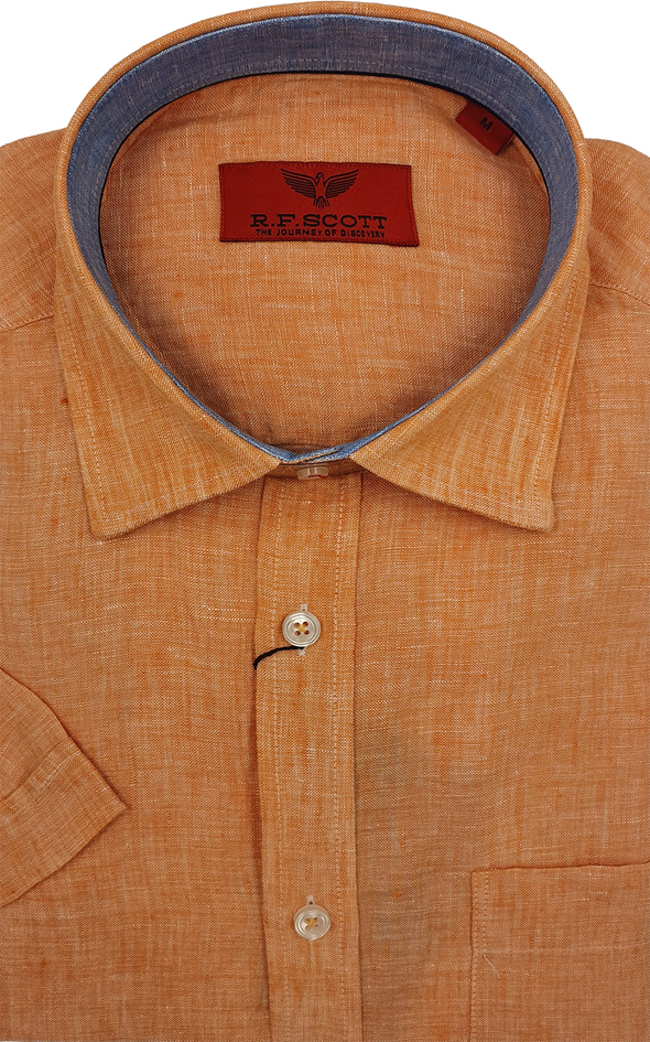 R.F. Scott Field Short Sleeve Linen Shirt - Mandarin