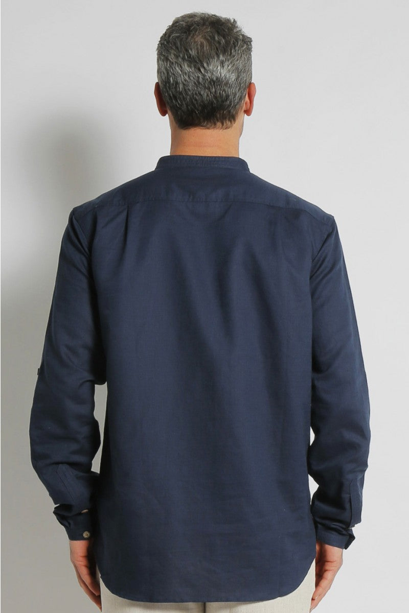 Hemp Grandpa Long Sleeve Shirt - Navy