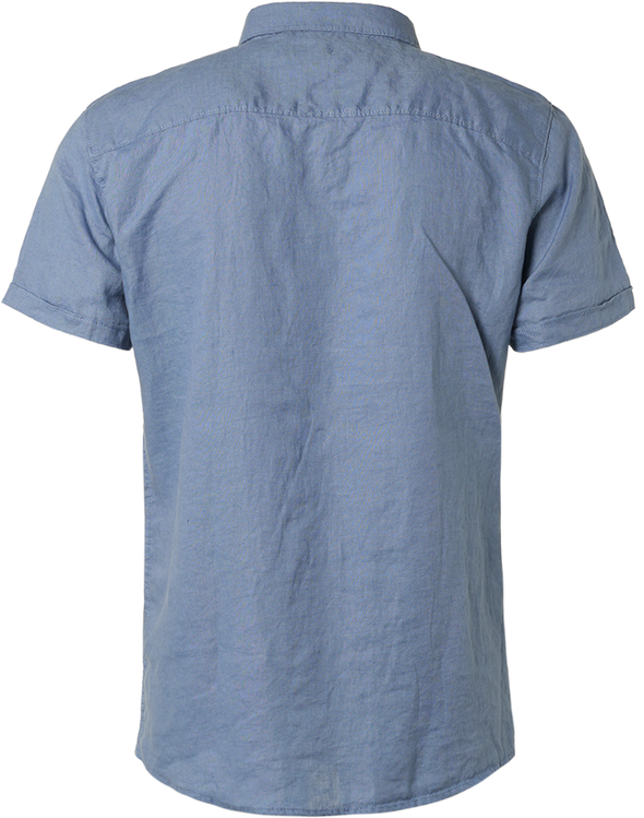 No Excess Short Sleeve Shirt: Solid Linen - Washed Blue