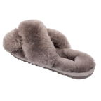 Rachel Sheepskin Cross Slide - Grey