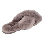 Rachel Sheepskin Cross Slide - Grey