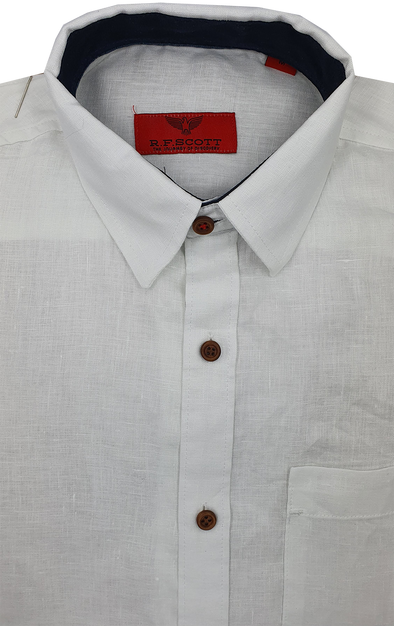 R.F. Scott Field Short Sleeve Linen Shirt - White