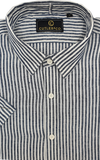 Cutler & Co Brent Short Sleeve Linen Shirt - Grey Stripes