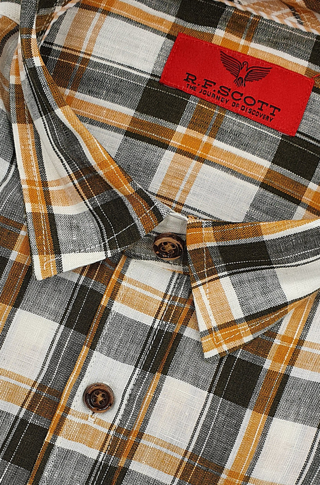 R.F. Scott Fields Long Sleeve Linen Shirt - Mandarin Check