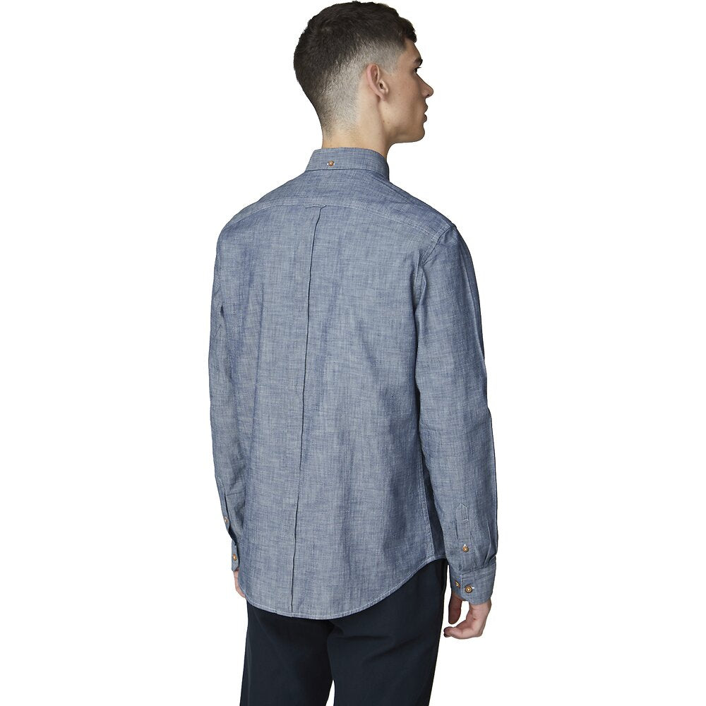 Ben Sherman Chambray Dark Navy Long Sleeve Shirt