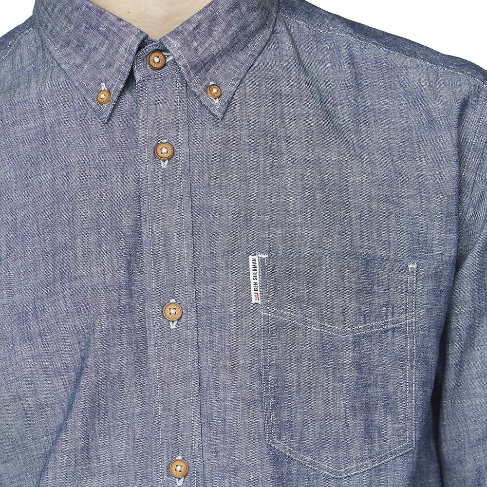 Ben Sherman Chambray Dark Navy Long Sleeve Shirt