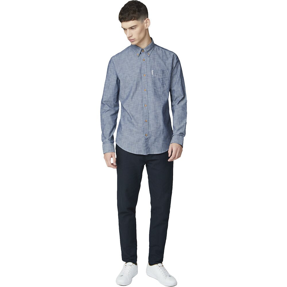Ben Sherman Chambray Dark Navy Long Sleeve Shirt