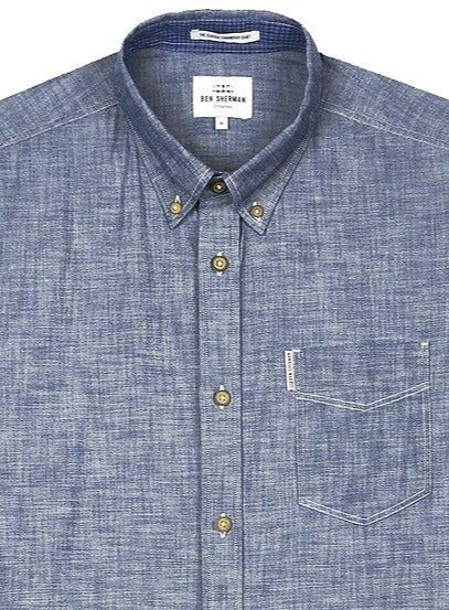 Ben Sherman Chambray Dark Navy Long Sleeve Shirt